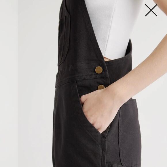 Quince Organic Stretch Cotton Twill Relaxed Overalls L - Picture 10 of 11